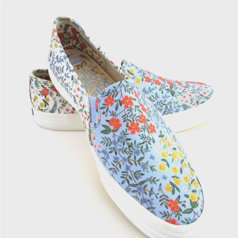 Keds x Rifle Paper Company Double Decker Canvas Slip Ons in Wildwood